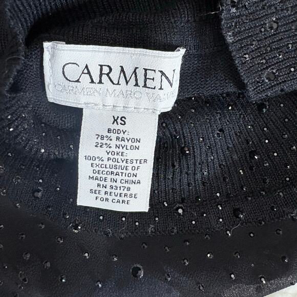 Carmen Marc Valvo Knit Tank With Stud Embellishments and Mesh Detail size XS - Picture 3 of 3